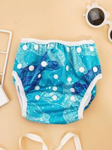 1 pièce Couche de bain de bébé imperméable avec imprimé tortue de mer en filet, décorations et cadeaux pour la douche de bébé et la famille