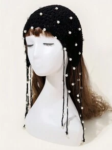 Boho 波西米亚风复古手工流苏时尚球红色针织帽女式保暖头带帽冬季护耳绷带帽针织帽女士保暖户外帽，非常适合滑雪和旅行 - 彩色 - 查看 13