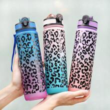 1 pieza Botella de agua deportiva con estampado de leopardo de 32oz (aproximadamente 1000ml) con pajilla, adecuada para correr, fitness, saltar la cuerda, actividades al aire libre - Multicolor - Ver 6
