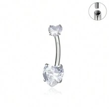 1 件简约心形设计女士性感肚脐环，适合海滩、泳池派对和穿孔配件 - 彩色 - 查看 15