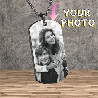 Collar con colgante personalizado con foto - Colgante grabado con láser - Regalo con foto - Regalo para familia y amigos