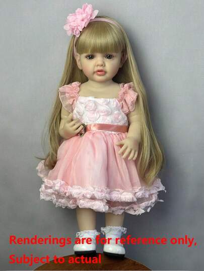 圣诞装饰逼真 55 厘米可站立重生娃娃玩偶，全身柔软乙烯基身体 22 英寸鲜活新生婴儿可爱装扮生日礼物（部分零件随机）