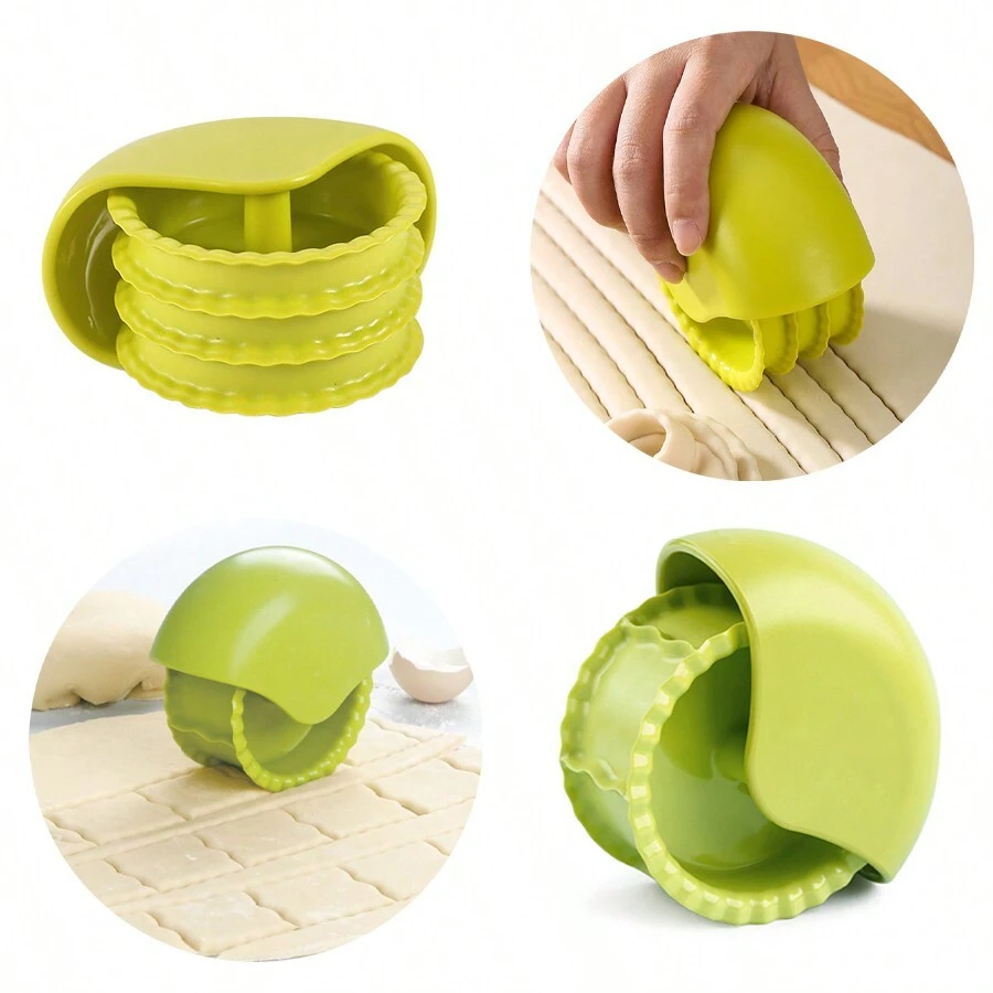 1pc Kitchen Pastry Cutter, Circular Braided Pizza Wheel Cutter Crimper, Cookie Stamp - Multicolor - View 1