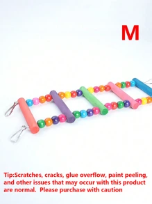1pc Random Color Handmade Dyed Bead Decor Ladder Design Parrot Toy, Suitable For Bird Climbing Swing Cage Accessories And Supplies