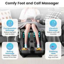 Leg Massager Shiatsu Kneading Rolling Vibration Heating Foot Calf Black/Red/Grey - Xám - Xem 4