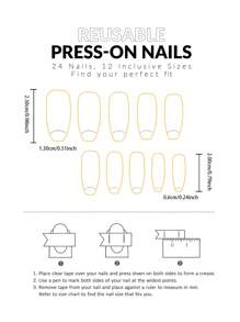 24 片长 T 形按压式指甲，带有心形图案假指甲，搭配 1 个指甲胶和 1 个指甲锉，适合女孩/女士日常佩戴，提升您的外观美甲用品美甲 - 彩色 - 查看 5