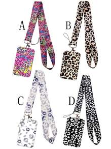 1pc Colorful Leopard Print Lanyard ID Card Holder Set, Suitable For Doctors, Nurses, Students, Teachers, Exhibition Staff ID Badge Lanyards, Can Be Used As Exhibition, Gift, Keychain Or Daily Use Car Accessories Bag Charm School