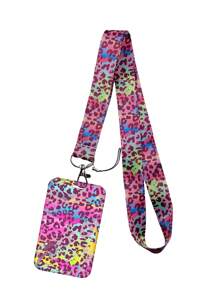 1pc Colorful Leopard Print Lanyard ID Card Holder Set, Suitable For Doctors, Nurses, Students, Teachers, Exhibition Staff ID Badge Lanyards, Can Be Used As Exhibition, Gift, Keychain Or Daily Use Car Accessories Bag Charm School