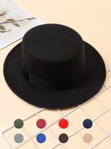 1顶女士方形平顶时尚遮阳帽，适合日常佩戴 - 純色 - 查看 1