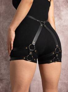 1pc Gothic Style Double Leg Garter Harness Waist Belt, Suitable For Couples Daily Use - Black - View 1