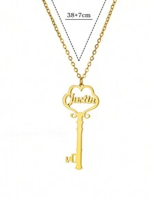 1 Máy Tính Tùy Chỉnh Tên Khóa Cổ Cho Nữ Cá Tính Thư Mặt Dây Chuyền Trang Sức Inox Nam Dây Xích Choker Cổ Personalizado - Vàng - Xem 3