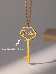 1 Máy Tính Tùy Chỉnh Tên Khóa Cổ Cho Nữ Cá Tính Thư Mặt Dây Chuyền Trang Sức Inox Nam Dây Xích Choker Cổ Personalizado - Vàng - Xem 2