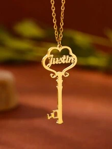 1 Máy Tính Tùy Chỉnh Tên Khóa Cổ Cho Nữ Cá Tính Thư Mặt Dây Chuyền Trang Sức Inox Nam Dây Xích Choker Cổ Personalizado - Vàng - Xem 4