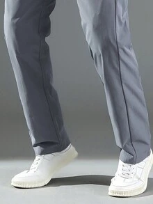 1 件男士休闲直筒运动裤，秋季运动装 - 灰色 - 查看 6