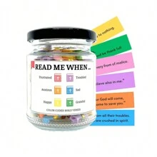 Tarro de versículos bíblicos, tarro de versículos bíblicos para leer cuando, tarro de oración, tarro bíblico, tarro de esperanza, tarro de gratitud, regalos de versículos bíblicos, tarro de bendiciones, versículos bíblicos codificados por colores en un tarro, tarro de cristal con versículos bíblicos para colorear, regalo de Pascua (A) - Blanco - Ver 1