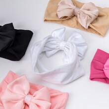 Girls' Satin Bow Nylon Headband, Solid Bright Color Soft Elastic Hair Accessories For Kids Spring Summer - Multicolor - View 7