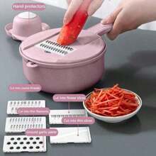 1PC/12 In 1 Multifunctional Vegetable Chopper, Carrot And Potato Manual Shredder/Slicer, Radish Grater, Kitchen Tools, No Need To Practice Knife Skills, Easily Get The Vegetables Cut, Save Time And Effort, Cut And Wash In One, Vegetable Cutter Suitable For Home/Hotel/Commercial Use