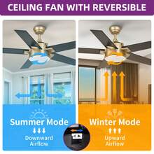 52 Inch Modern Ceiling Fan With Light And Wall Switch Remote, Quiet Reversible Motor, Dimmable Fan With Light For Bedroom Living Room Patio Indoor - 黑色 - 查看 6