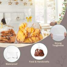 100PCS Cellophane Treat Bags, 8x12cm/10x15/15x20cm/16x24/20x28cm Clear Cellophane Gift Bags With 4" Twist Ties, Clear Bread Bags, Plastic Bags,Cookie Bags, Candy Bags For Treats Gifts Giving Birthday Party Favors