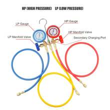 AC Diagnostic Manifold Freon Gauge Set Fits For R134A R12, R22, R502, With Couplers, Adapter For Car A/C System Automotive Air Conditioning Maintenance