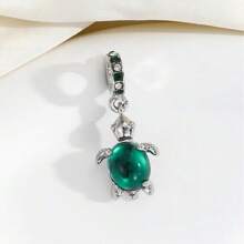 1pc Colored Zirconia Turtle Pendant, Luxury Ocean Style Crystal Turtle Pendant Suitable For DIY Bracelet Necklace Accessories - Crystal Color Random