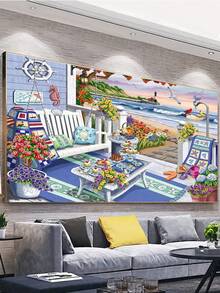 5D DIY 钻石画套件，超大全钻钻石艺术工艺套件，适合成人，最佳家居墙面装饰艺术，圣诞节和万圣节的完美减压礼物 - 白色 - 查看 1