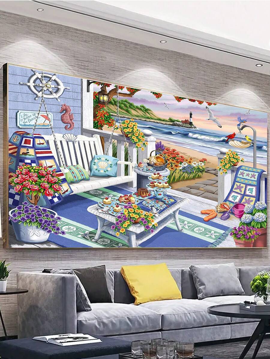 5D DIY 钻石画套件，超大全钻钻石艺术工艺套件，适合成人，最佳家居墙面装饰艺术，圣诞节和万圣节的完美减压礼物 - 白色 - 查看 1