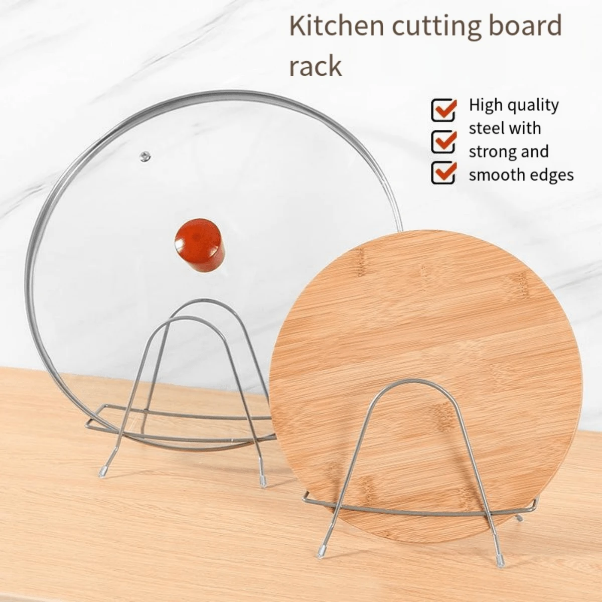 Stainless Steel Cutting Board Holder, Standing Pot Lid Stand, Kitchen Countertop Storage Rack - Multicolor - View 1