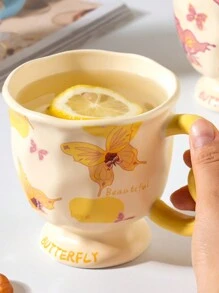 1pc Lovely Dream Multicolor Butterfly Tall Mug Milk Juice Coffee Water Home Office Holiday Gift Christmas Capacity 400ML Back To School