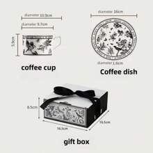 Ceramic Coffee Cup And Saucer Set, High-End Afternoon Tea Cup Gift, High-Quality European Style Porcelain Tea Cup With Matching Saucer, Suitable For Afternoon Tea And Coffee, Ideal For Holiday Gifts, Comes With Gift Box Back To School - Black and White - View 11