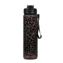 1 pieza Botella de agua deportiva con estampado de leopardo de 32oz (aproximadamente 1000ml) con pajilla, adecuada para correr, fitness, saltar la cuerda, actividades al aire libre - Multicolor - Ver 13