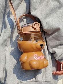 1個 1000ml 大容量咖啡水瓶，便攜可愛熊造型吸管杯，防漏密封旅行水杯，可重複使用飲水杯，適合女朋友、好朋友、媽媽、家人和朋友，完美適用於居家、戶外旅行、野餐、辦公室、學校和日常使用 - 彩色 - 查看 7