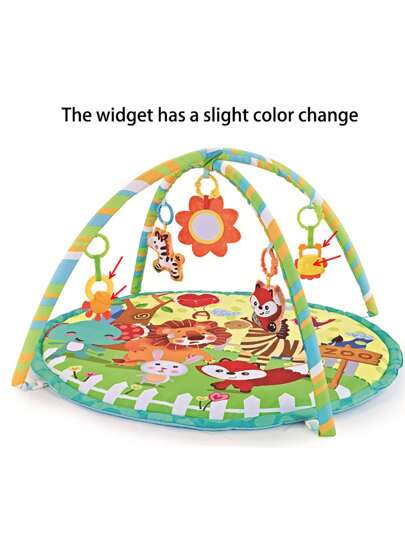 1set Animal Pattern Baby Play Gym & Activity Mat, Washable, 5pcs Detachable Toys, Baby Play Mat Baby Activity Fitness Center Promoting Visual, Auditory, Tactile, Cognitive Sensory Development And Motor Skills, Newborn Baby Essential Gift