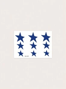 1 pieza Tatuaje temporal impermeable, diseño de estrella de 5 puntas, adecuado para personas de - Azul - Ver 5