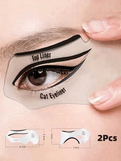 2pcs/Set Eyeliner Guide Stencil & Eyelash Card For Smokey Eye Makeup In Random Colors