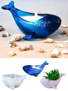 1 件 3D 鲸鱼烛台硅胶模具 DIY 石膏多肉植物花盆设计环氧树脂铸造模具家居装饰 - animal - 查看 1