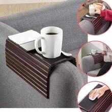 1 pieza Bandeja para apoyabrazos de sofá, soporte portátil para tazas de la bandeja del apoyabrazos del sofá para bocadillos, bebidas y control remoto, regalo de Navidad - Marrón - Ver 10