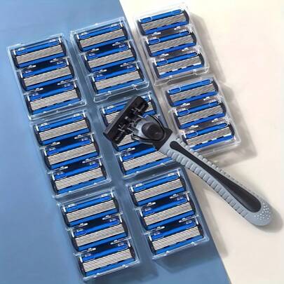 24 件优质双刃剃须刀，带可重复使用刀片 - 非常适合胡须和胡须修饰、塑料手柄脱毛、面部脱毛、毛发修剪器、毛发修剪器、理发用品、理发、包、整理器、存储、发夹、发饰