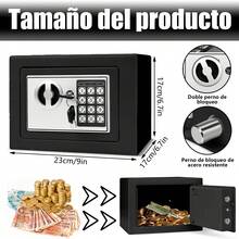 Caja De Seguridad Pequeña, Caja Fuerte De Seguridad Digital De Contraseña, Caja Fuerte De Seguridad para El Hogar, Oficina, Hotel, Negocios - Negro - Ver 6