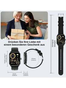 Reloj inteligente con seguimiento de actividad física para mujeres y hombres con función de llamada (1,85 pulgadas) con frecuencia cardíaca, oxígeno en sangre, sueño y cable de carga USB, reloj de seguimiento de actividad física con detección de temperatura corporal a prueba de agua IP68 para iOS Android