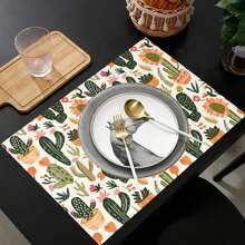 4 Pieces Set Of Luxurious Linen Placemats With Gothic Skull Design - Adds Elegance To Your Table Setting - Perfect For Halloween Decorations And Home Kitchen Table Use - 12x18 Inch Table Mats Halloween Party - Multicolor - View 9