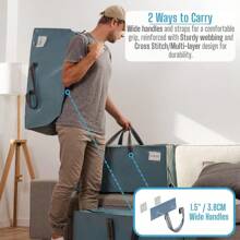 10 Pack Moving Bags W/Backpack Straps, Moving Boxes & Storage Bins Alternative, Packing Supplies, Camping Accessories Totes For Storage, Dorm Room Essentials Storage Bags (Blue, 10 Pack)
