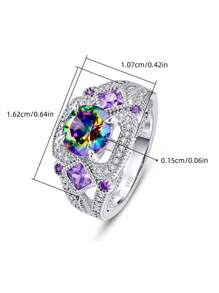 1 anillo de lujo con gema de color de plata S925, noble y elegante, perfecto para bodas, banquetes, fiestas, cumpleaños de damas, dar a amigos, amantes, familia, regalos de cumpleaños, Navidad, Día de la Madre