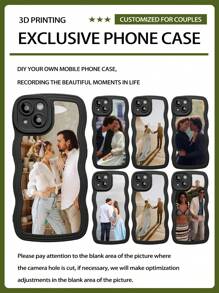1 Peça Capa de Telefone Personalizada com Padrão de Onda, Compatível com Apple iPhone 16, 15, 14, 13, 12, 11 Pro Max, Capa Protetora de Silicone com Proteção da Lente da Câmera, Design Personalizado