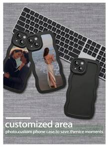 1 Peça Capa de Telefone Personalizada com Padrão de Onda, Compatível com Apple iPhone 16, 15, 14, 13, 12, 11 Pro Max, Capa Protetora de Silicone com Proteção da Lente da Câmera, Design Personalizado
