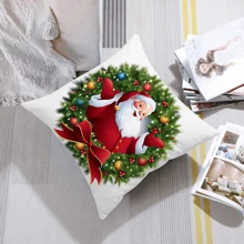 4 Stücke Kissenbezüge mit Weihnachtsmann- und Schneemann-Kranz-Motiv, aus Polyester, gemütliche dekorative Kissenbezüge für Weihnachtsferien, Sofa, Wohnzimmer, Schlafzimmer, Heimdekoration, Weihnachtsgeschenke, ohne Kisseneinsatz - Verschiedenfarbig - Übersicht 7