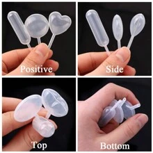 50pcs Disposable Plastic Transfer Pipettes, Round & Heart Shaped Squeeze Pipettes, Suitable For Silicone & Epoxy Resin Molds, Jewelry Making DIY - Multicolor - View 6