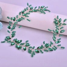 1 Băng đô xoắn thủ công mềm mại đính đá màu đỏ/xanh lá/xanh dương dành cho nữ, thích hợp cho đám cưới, tiệc tùng, biểu diễn trên sân khấu và phụ kiện chụp ảnh - Nhiều màu - Xem 2