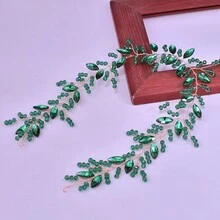 1 Băng đô xoắn thủ công mềm mại đính đá màu đỏ/xanh lá/xanh dương dành cho nữ, thích hợp cho đám cưới, tiệc tùng, biểu diễn trên sân khấu và phụ kiện chụp ảnh - Nhiều màu - Xem 3