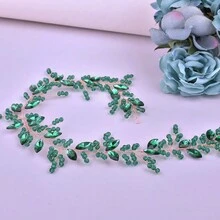 1 Băng đô xoắn thủ công mềm mại đính đá màu đỏ/xanh lá/xanh dương dành cho nữ, thích hợp cho đám cưới, tiệc tùng, biểu diễn trên sân khấu và phụ kiện chụp ảnh - Nhiều màu - Xem 4